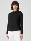 Eileen Fisher Fine Jersey Mock Neck Top In Black