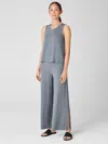Eileen Fisher Fine Jersey Pant With Slits In Gray