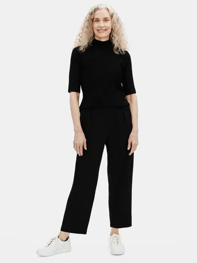 Eileen Fisher Fine Jersey Pleated Slouchy Pant In Black