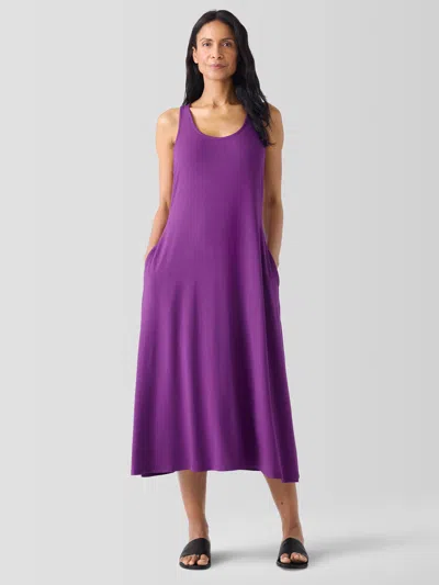 Eileen Fisher Fine Jersey Racer-back Tank Dress In Blue