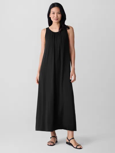 Eileen Fisher Fine Jersey Round Neck Tank Dress In Black