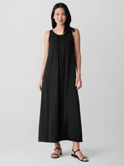 Eileen Fisher Fine Jersey Round Neck Tank Dress In Black