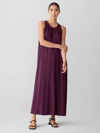 Eileen Fisher Fine Jersey Round Neck Tank Dress In Blackberry