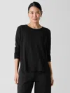 Eileen Fisher Fine Jersey Round Neck Top In Black