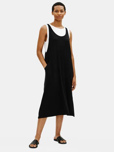 Eileen Fisher Fine Jersey Scoop Neck Dress In Black