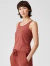 Eileen Fisher Fine Jersey Scoop Neck Tank In Brown