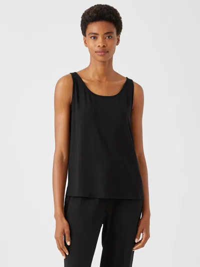 Eileen Fisher Fine Jersey Scoop Neck Tank In Black