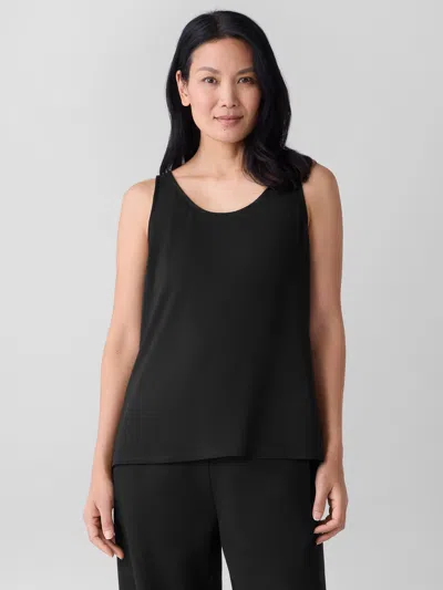 Eileen Fisher Fine Jersey Scoop Neck Tank In Black