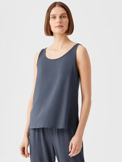 Eileen Fisher Fine Jersey Scoop Neck Tank In Blue