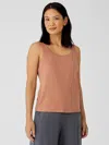 Eileen Fisher Fine Jersey Scoop Neck Tank In Brown