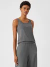 Eileen Fisher Fine Jersey Scoop Neck Tank In Gray
