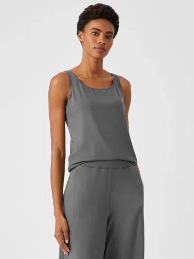 Eileen Fisher Fine Jersey Scoop Neck Tank In Gray