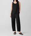 Eileen Fisher Silk Georgette Crepe Scoop Neck Tank In Black