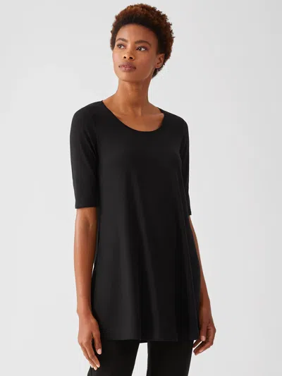Eileen Fisher Fine Jersey Scoop Neck Tunic In Black
