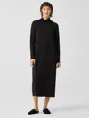 Eileen Fisher Viscose Jersey Scrunch Neck Dress In Black