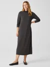 Eileen Fisher Fine Jersey Scrunch Neck Dress In Brown