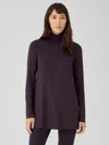 Eileen Fisher Fine Jersey Scrunch Neck Long Top In Purple