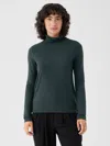 Eileen Fisher Fine Jersey Scrunch Neck Top In Green