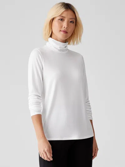 Eileen Fisher Fine Jersey Scrunch Neck Top In Red