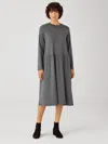 Eileen Fisher Fine Jersey Shirred Dress In Gray