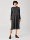 Eileen Fisher Fine Jersey Shirred Dress In Gray