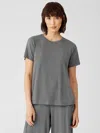 Eileen Fisher Fine Jersey Short-sleeve Tee In Gray