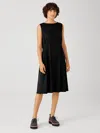Eileen Fisher Fine Jersey Sleeveless Tie Dress In Black