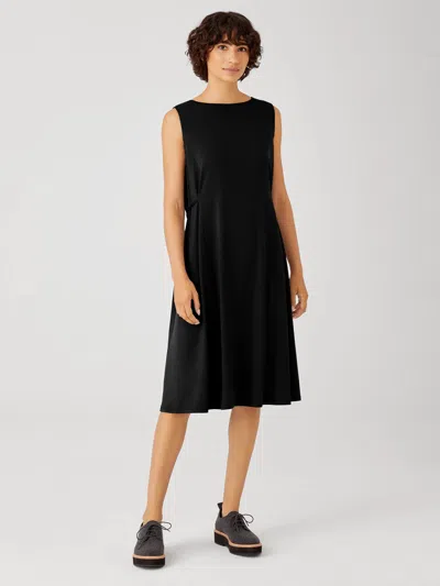 Eileen Fisher Fine Jersey Sleeveless Tie Dress In Black