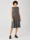 Eileen Fisher Fine Jersey Sleeveless Tie Dress In Gray