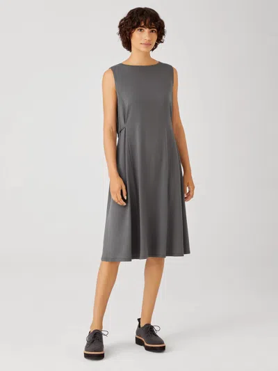 Eileen Fisher Fine Jersey Sleeveless Tie Dress In Gray