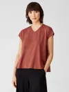 Eileen Fisher Fine Jersey Square Top In Brown