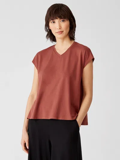 Eileen Fisher Fine Jersey Square Top In Brown