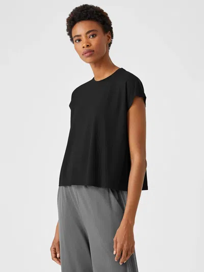 Eileen Fisher Fine Jersey Square Top In Blue