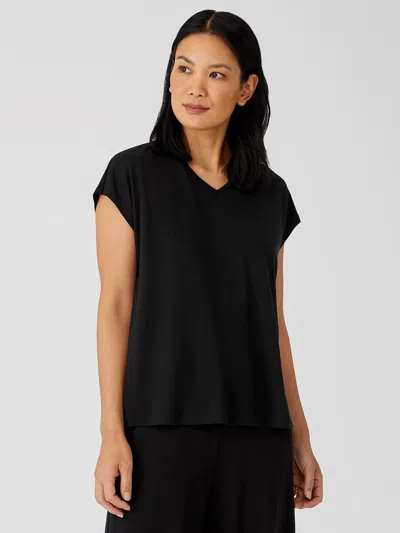 Eileen Fisher Fine Jersey Square Top In Black