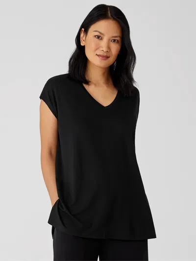 Eileen Fisher Fine Jersey Square Top In Black