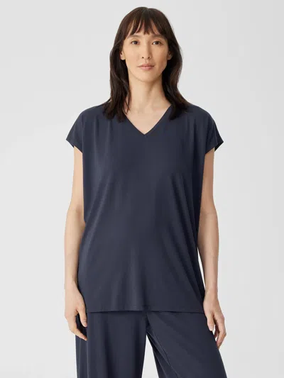Eileen Fisher Fine Jersey Square Top In Blue