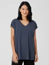 Eileen Fisher Fine Jersey Square Top In Blue