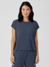 Eileen Fisher Fine Jersey Square Top In Blue