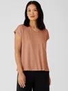 Eileen Fisher Fine Jersey Square Top In Brown