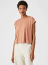 Eileen Fisher Fine Jersey Square Top In Brown