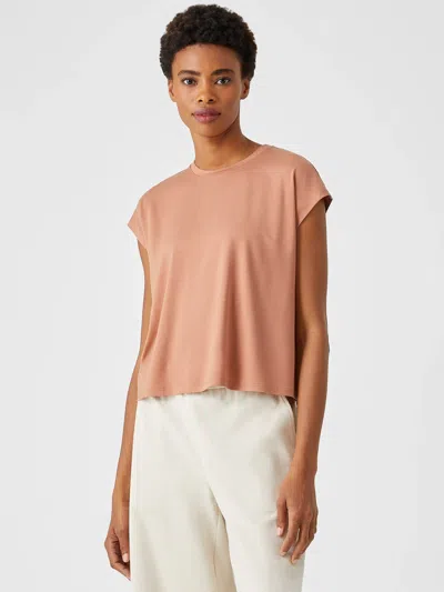 Eileen Fisher Fine Jersey Square Top In Brown
