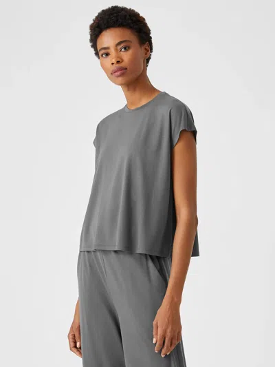 Eileen Fisher Fine Jersey Square Top In Gray