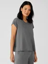 Eileen Fisher Fine Jersey Square Top In Gray
