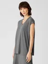 Eileen Fisher Fine Jersey Square Top In Gold