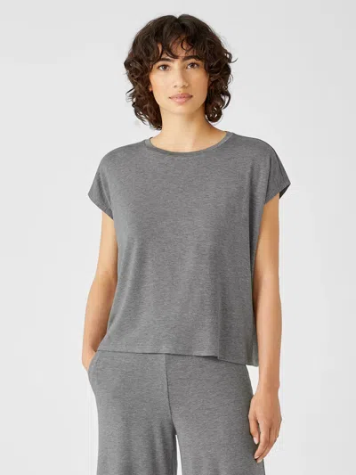 Eileen Fisher Fine Jersey Square Top In Gray