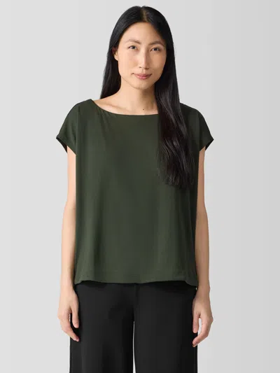 Eileen Fisher Fine Jersey Square Top In Green