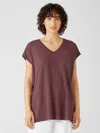 Eileen Fisher Fine Jersey Square Top In Brown