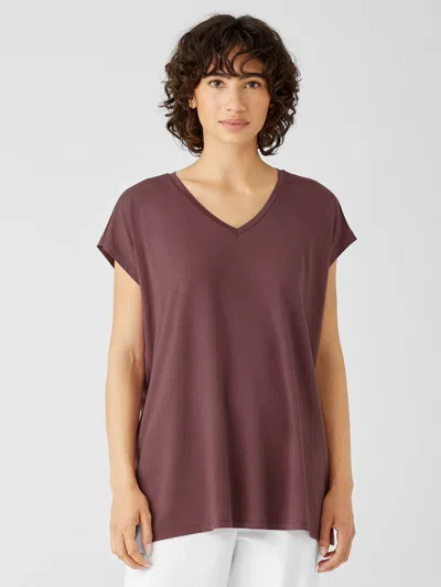 Eileen Fisher Fine Jersey Square Top In Brown