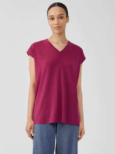 Eileen Fisher Fine Jersey Square Top In Red