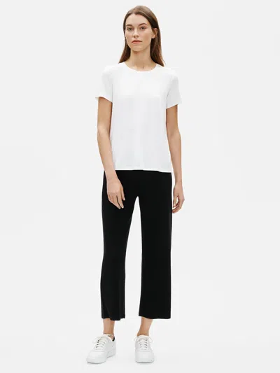 Eileen Fisher Fine Jersey Straight Cropped Pant In Black